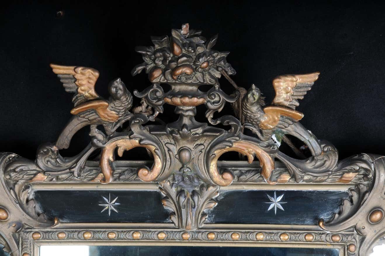 19th Century Antique Historicism Mirror, Around 1870, Gilded photo Home Decor