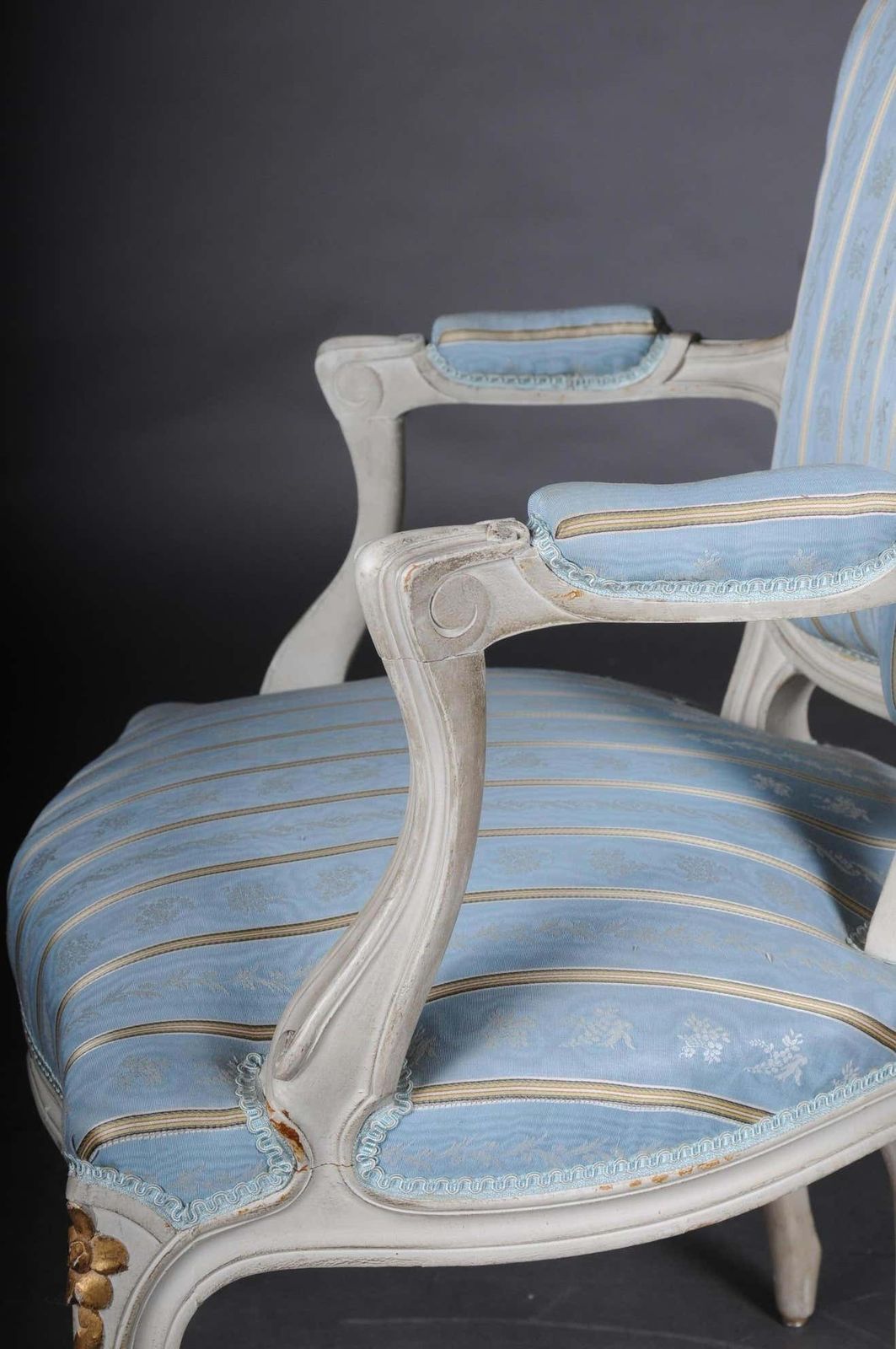Furniture Pair Of French Armchairs Louis XV Chairs, 20th Century photo