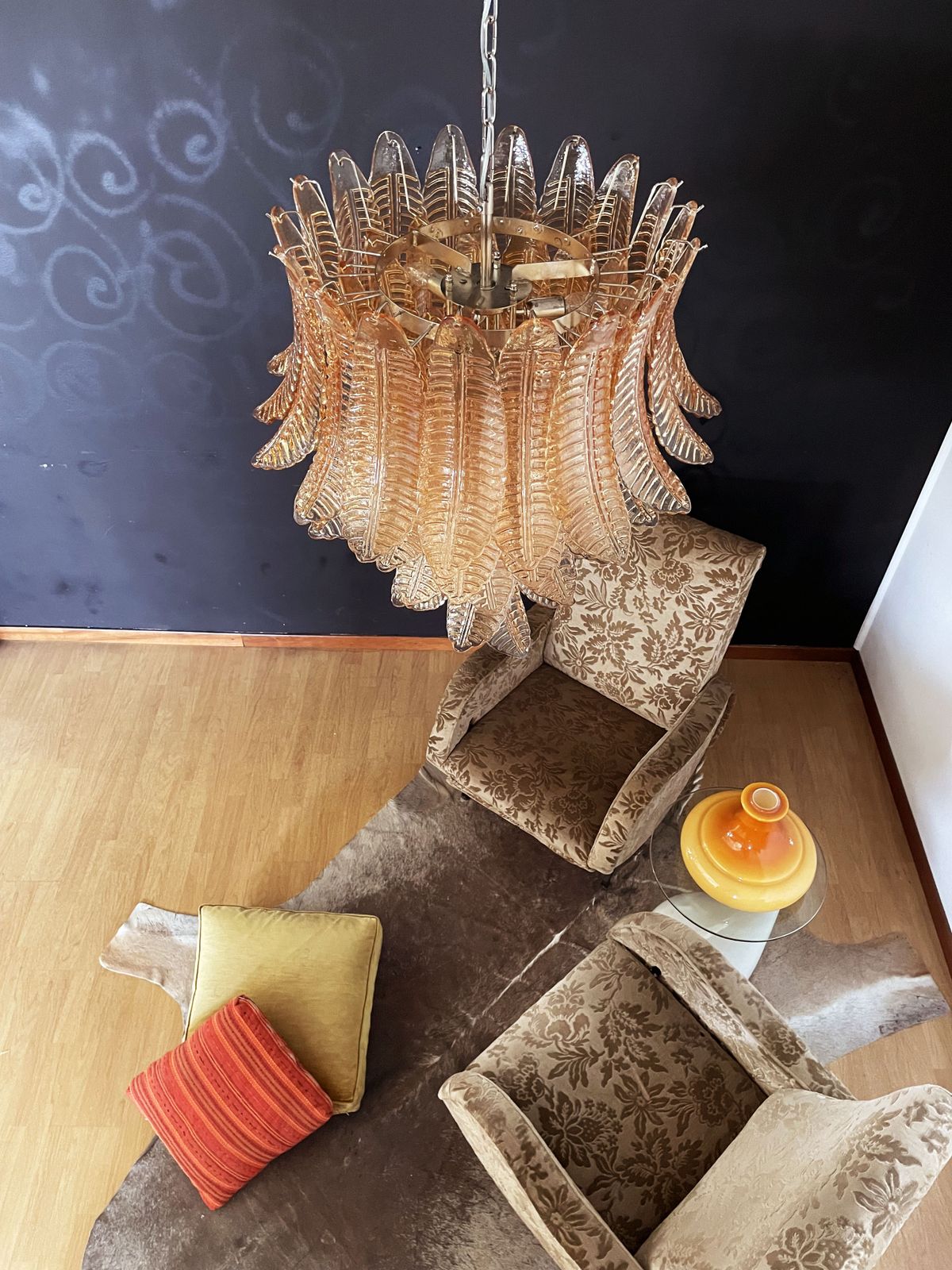 Huge Italian Murano Six Tier Amber Felci Glass Chandelier photo vinterior