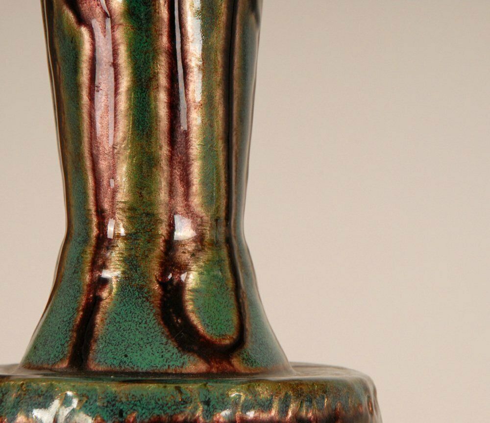 photo furniture French Art Deco Geometric Table Lamps In Enamel On Copper Camille Faure, 18th Century, Set Of 2