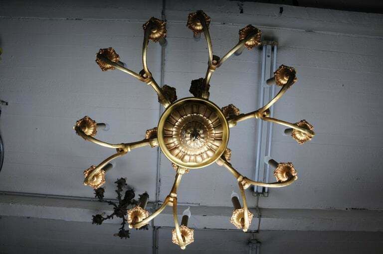 photo buy 19th Century Ceiling Chandelier France Around 1890 Gold Bronze