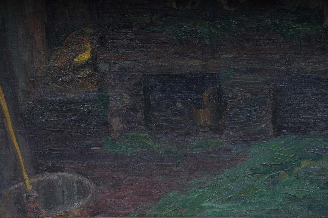 Oil Painting Cows In The Stall Sign Felix Eisengräber, 1920 photo vinterior