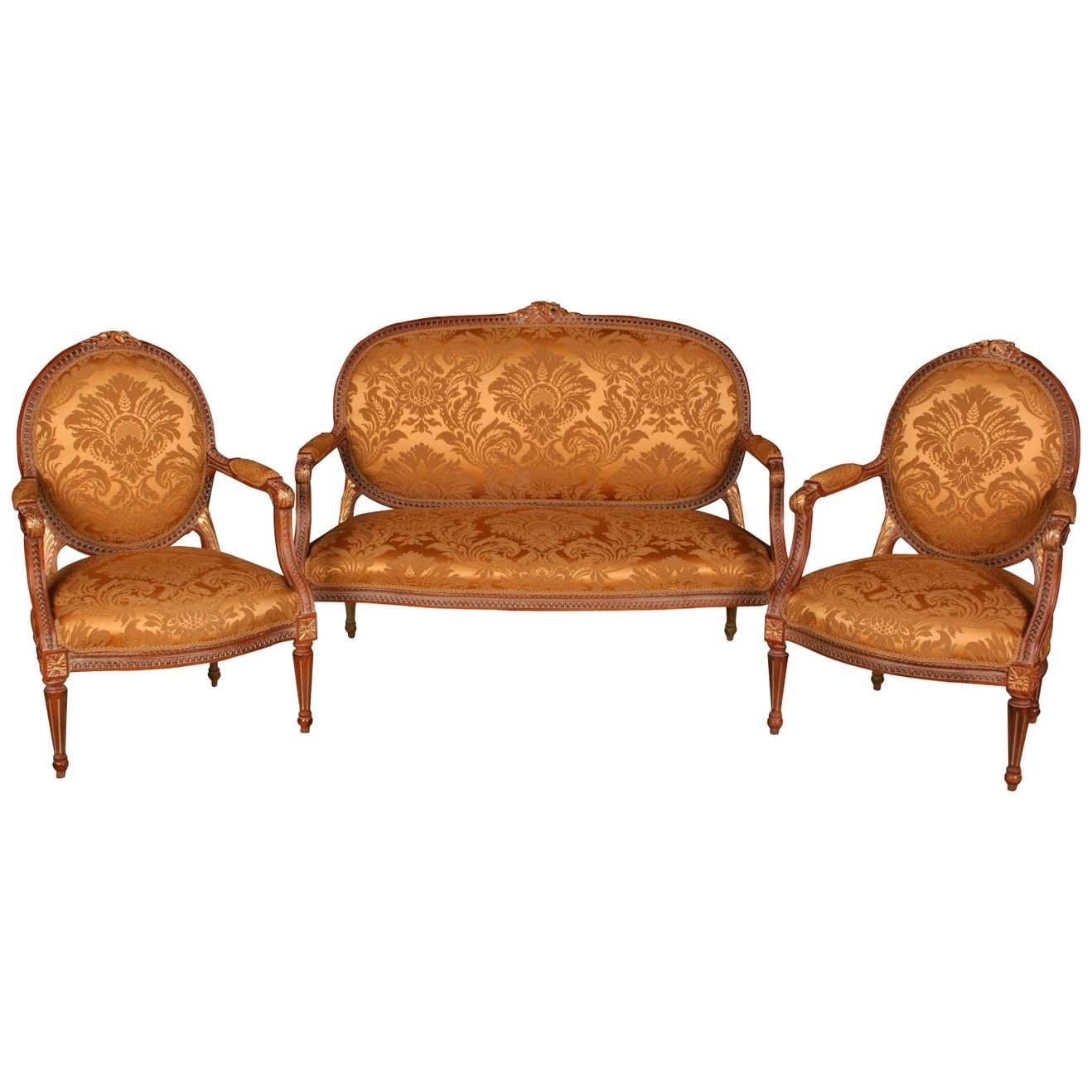 20th Century Louis Seize Style Wood French Seating Group Garniture