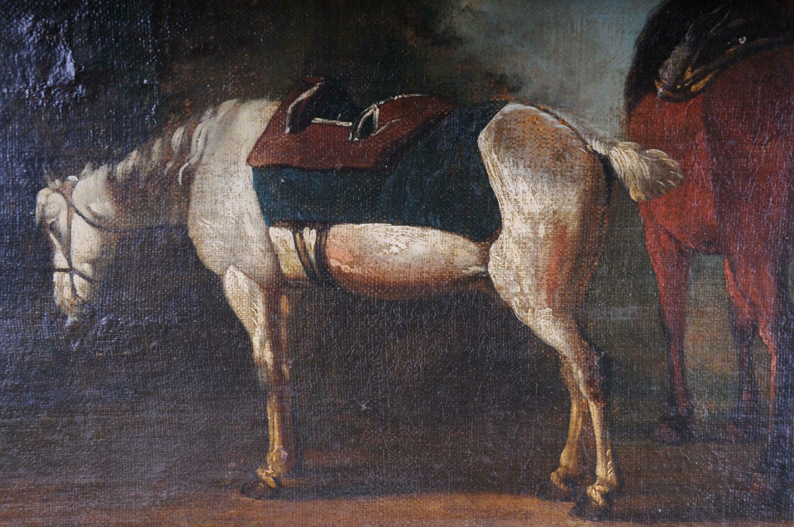 Old Oil Painting Illustration 2 Horses On The Landscape photo vinterior