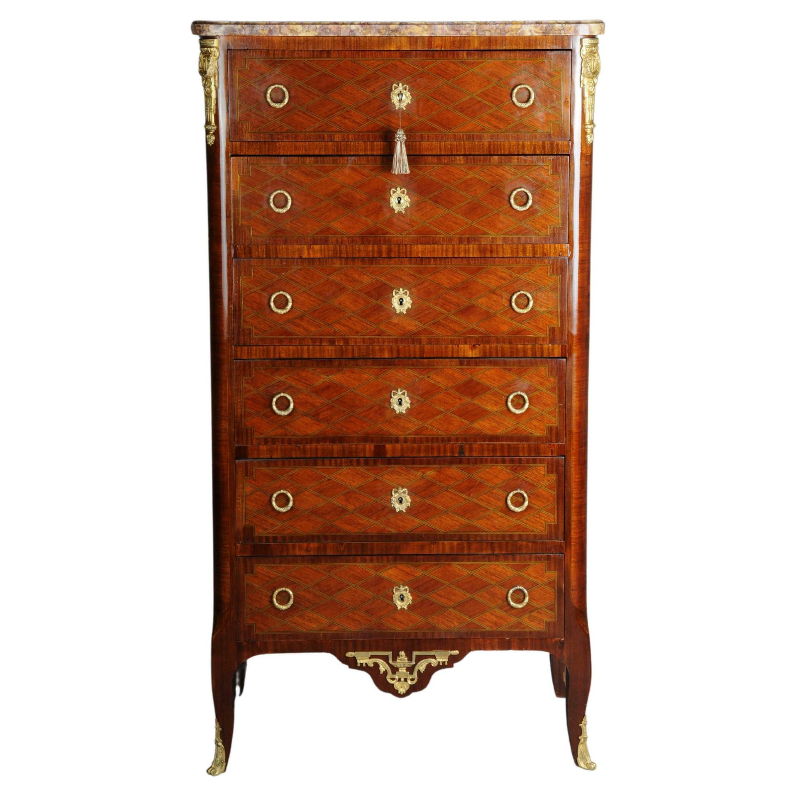 19th Century Beautiful High Chest Of Drawers / Chiffoniere, Louis XVI/Transition