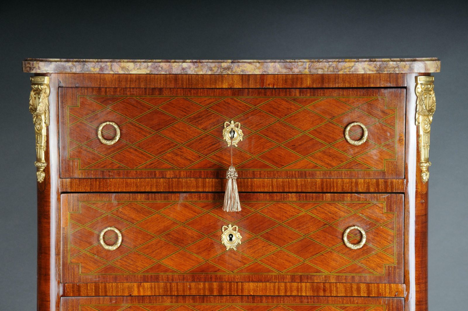 19th Century Beautiful High Chest Of Drawers / Chiffoniere, Louis XVI/Transition photo for sale