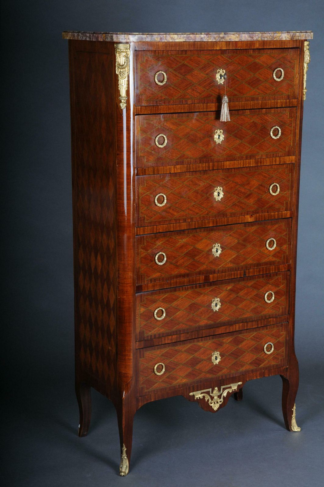 photo furniture 19th Century Beautiful High Chest Of Drawers / Chiffoniere, Louis XVI/Transition