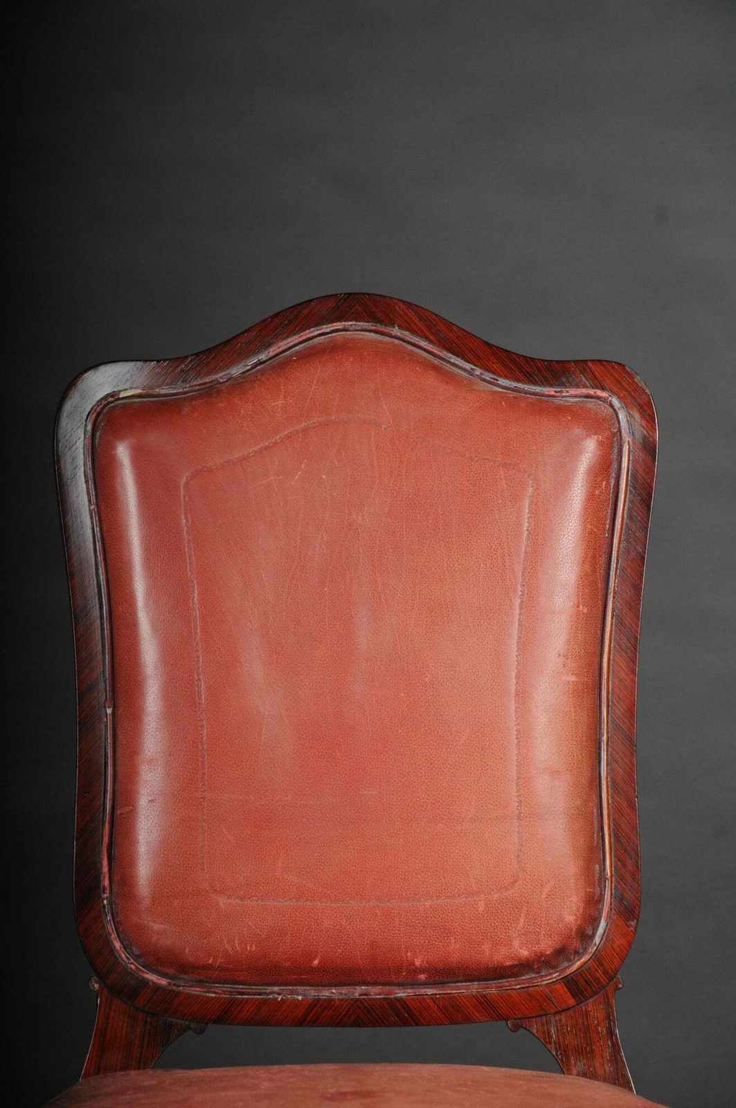 French Chair Leather Covered Tulip Veneer Louis Quinze  Circa 1890 photo furniture