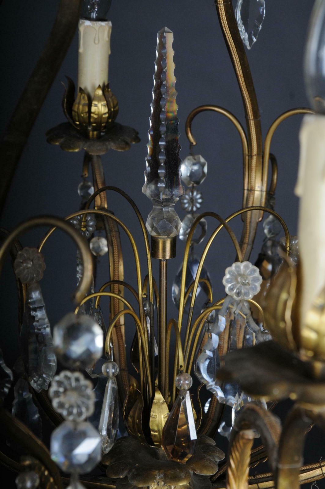 Antique French Baroque Chandelier, Circa 1930 photo vintage