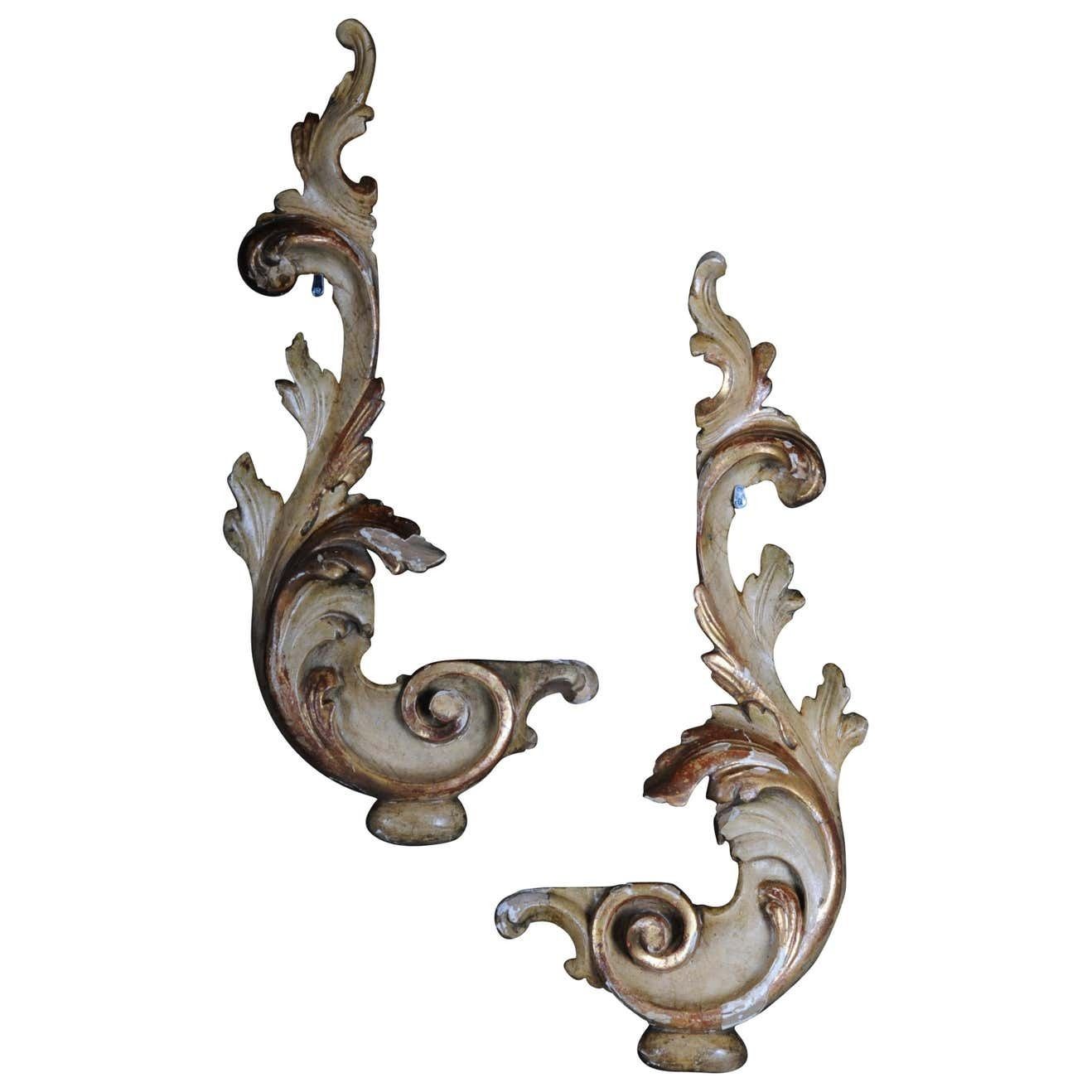 18th Century Baroque Ornamental Elements Gilded Wood
