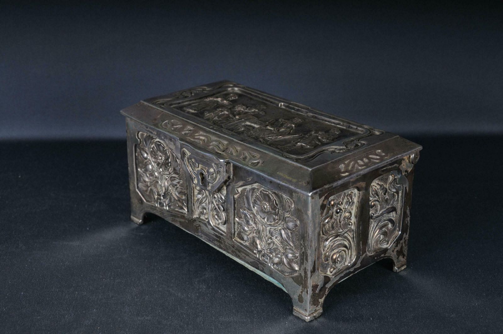 Wmf Box Jewellery Chest Antique Art Nouveau Silvered Germany photo for sale