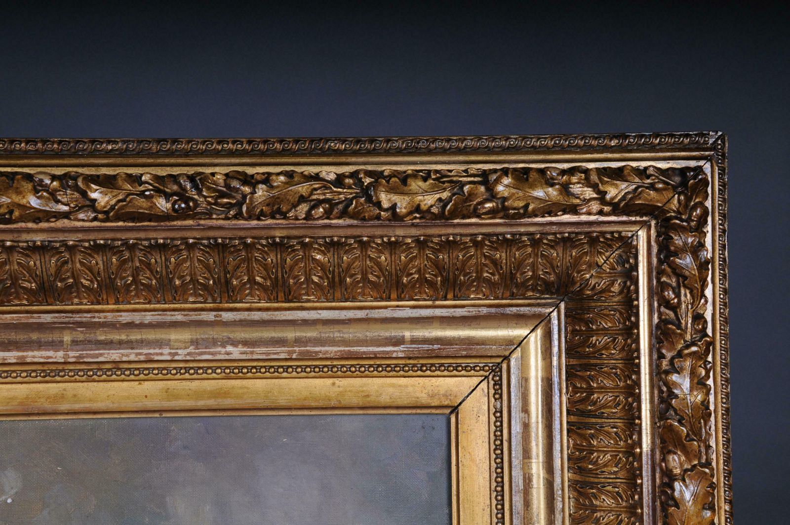 19th Century Oil Painting View From The Sea In A Big Gild Frame photo buy
