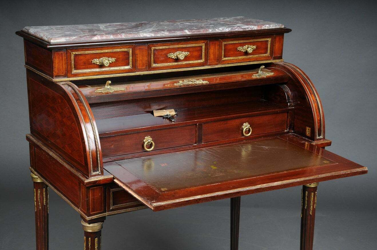 Impressive Rolling Secretary In Louis XVI 20th Century  Mahogany photo for sale