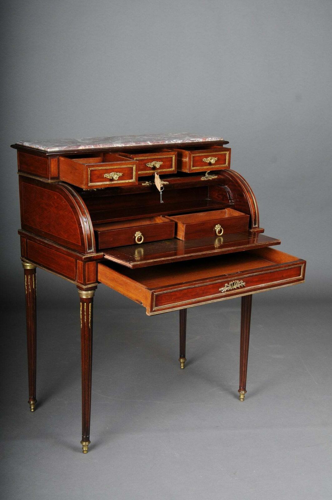 Furniture Impressive Rolling Secretary In Louis XVI 20th Century  Mahogany photo