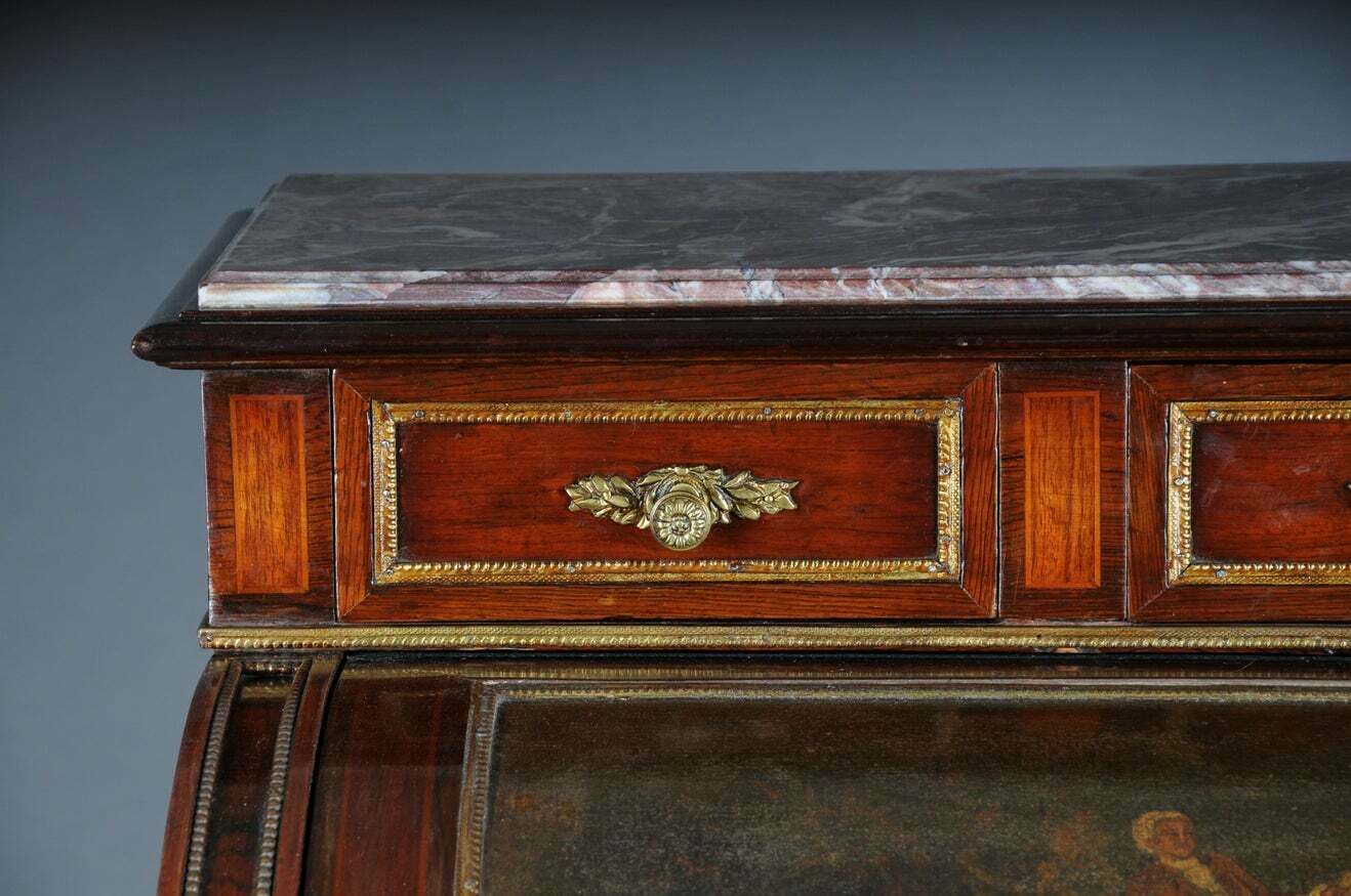 photo vintage Impressive Rolling Secretary In Louis XVI 20th Century  Mahogany