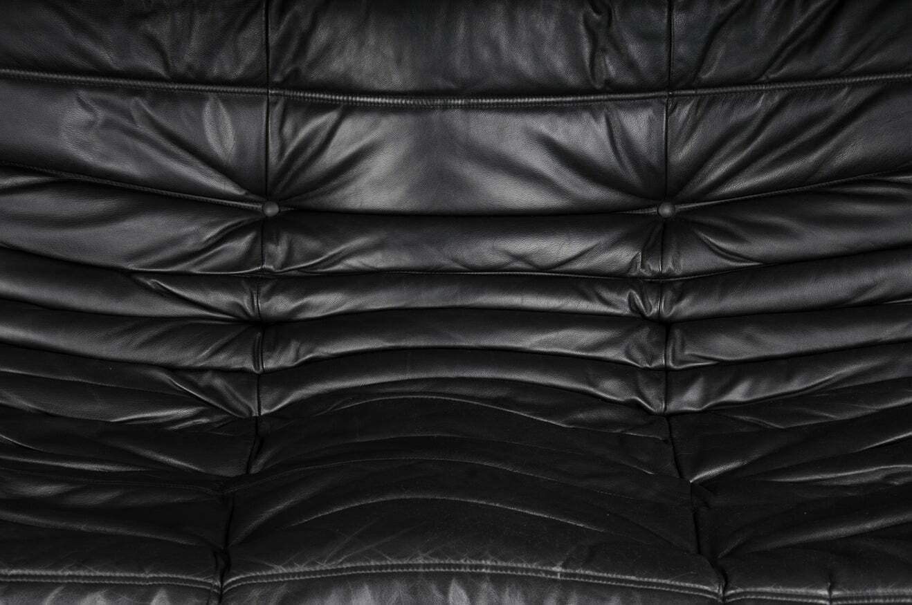 Two Seat Togo Sofa Black Leather By Michel Ducaroy Ligne Roset France photo Furniture
