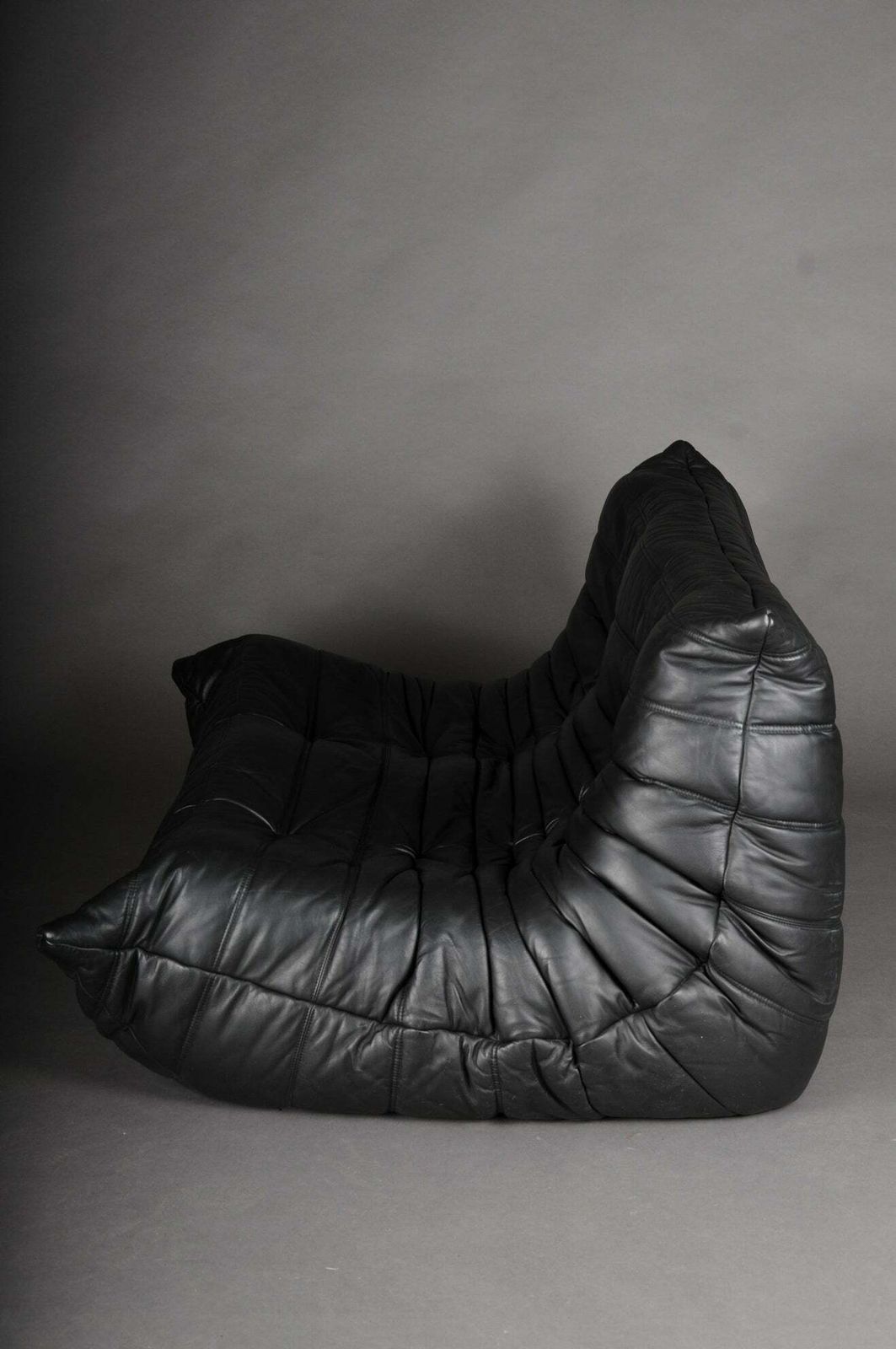Two Seat Togo Sofa Black Leather By Michel Ducaroy Ligne Roset France photo vintage