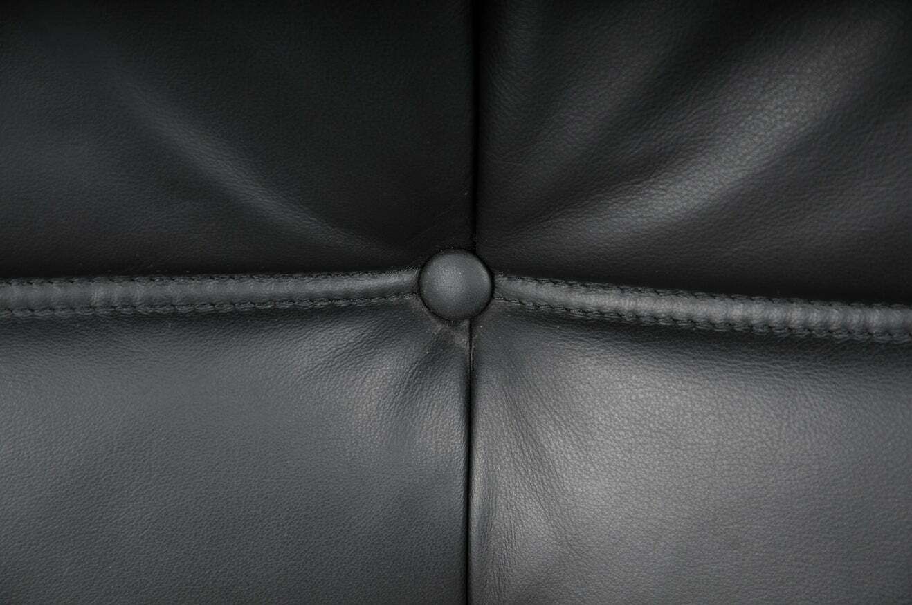 5328.0 Two Seat Togo Sofa Black Leather By Michel Ducaroy Ligne Roset France photo