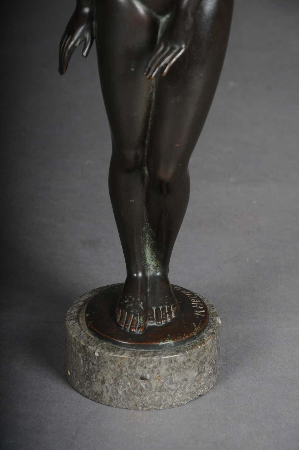 Bronze Artist Figure "Naked Woman" By Max D. Hermann Fritz photo vinterior