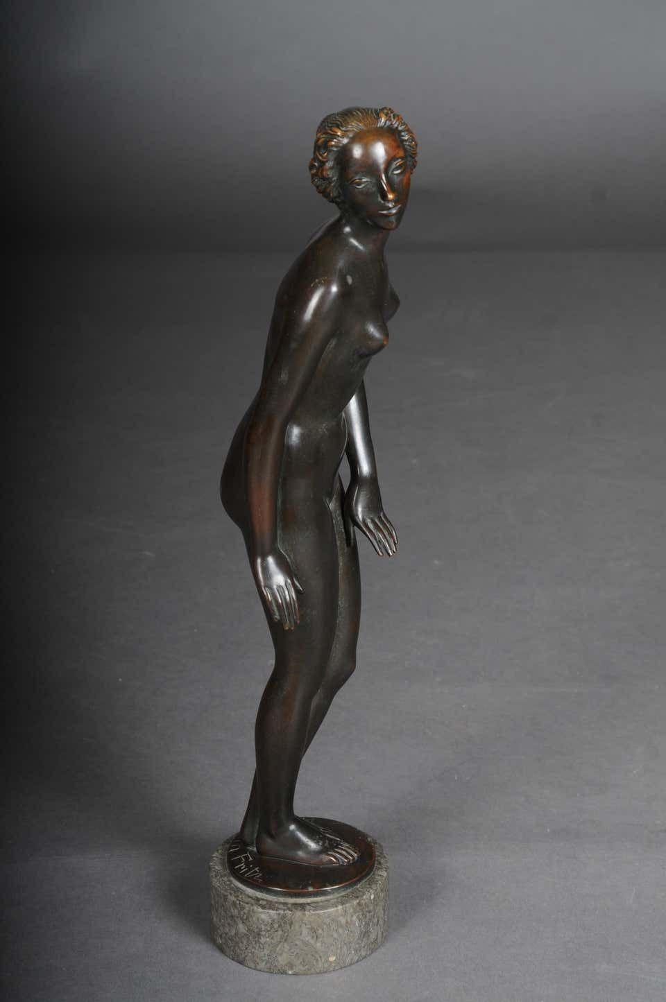 Bronze Artist Figure "Naked Woman" By Max D. Hermann Fritz photo buy