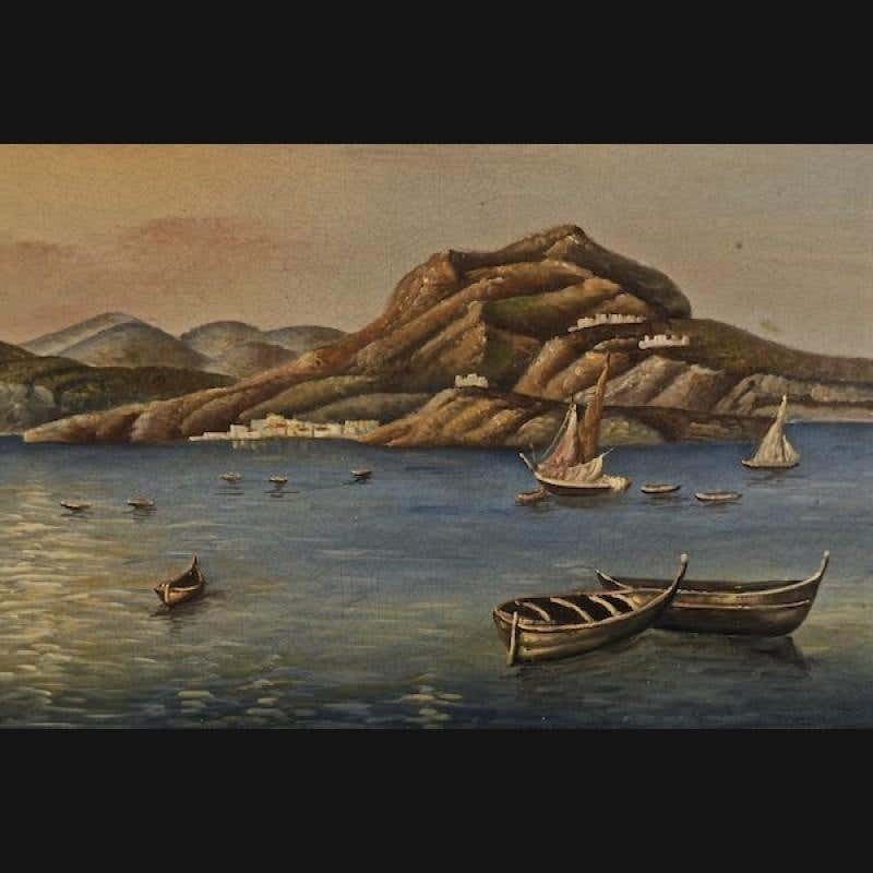20th Century Naturalistic Oil Painting Romantic Summery View On The Pier photo furniture