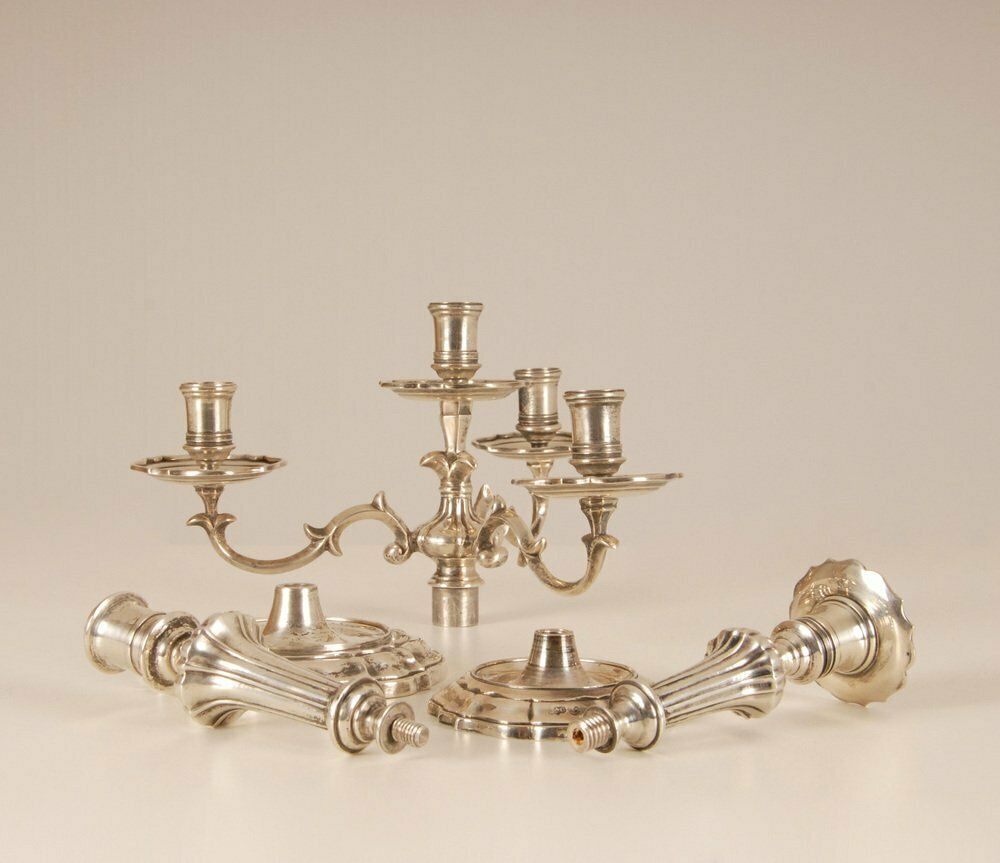 18th Century Sterling Silver Italian Rococo Style Candelabra, Set Of 2 photo furniture
