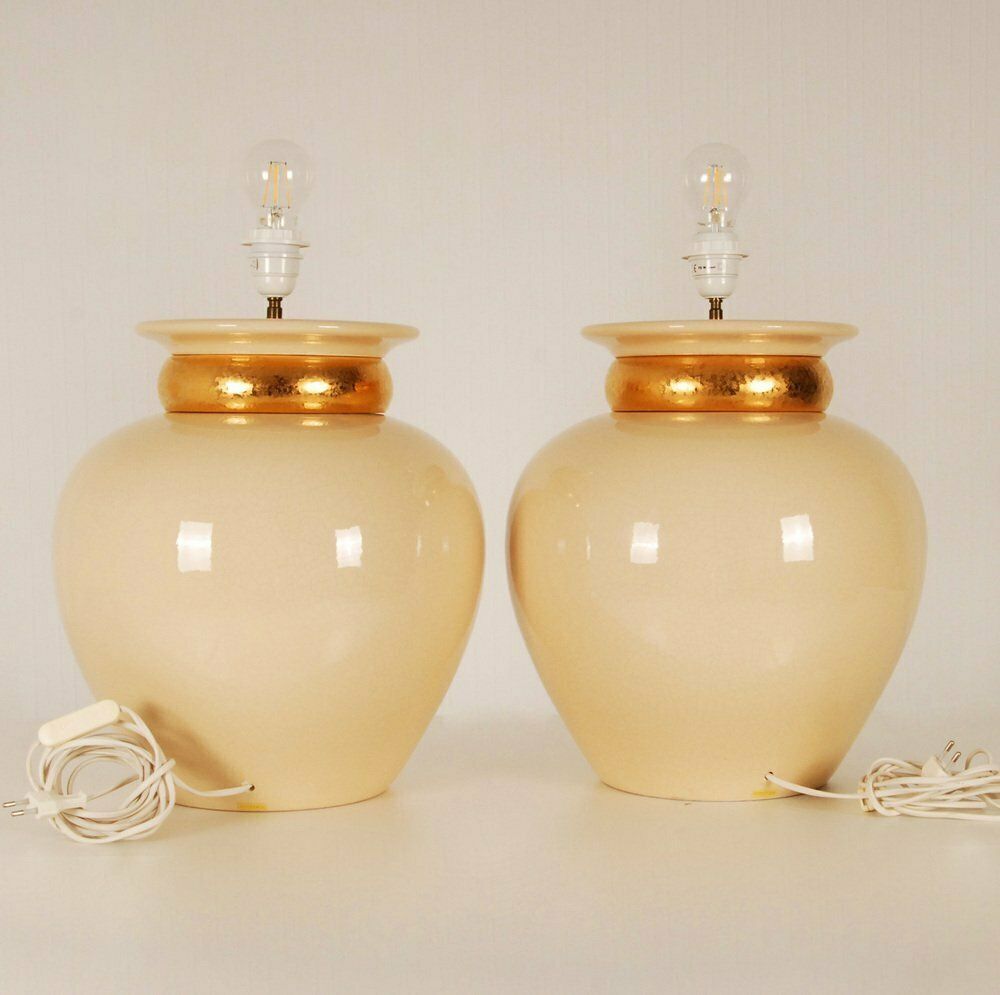 Mid Century Ceramic Vase Table Lamps In The Style Of Robert Kostka Longwy, 1970s, Set Of 2 photo furniture