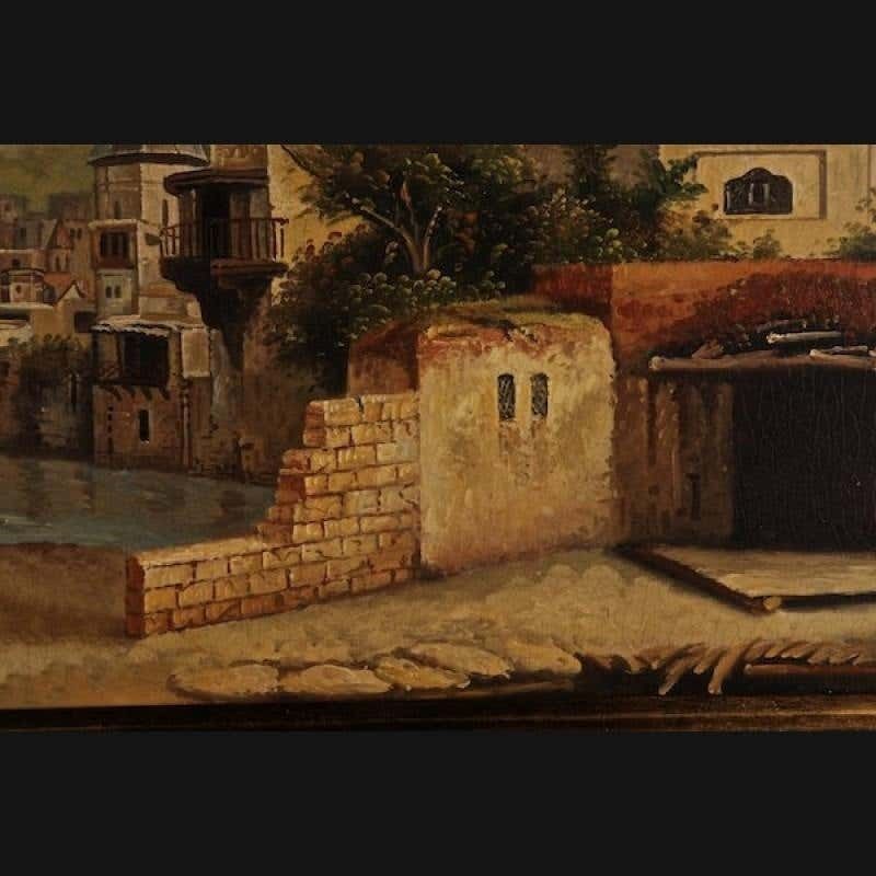 20th Century Oil Painting Oriental Scene Architecturally Finely Designed Mosque photo for sale