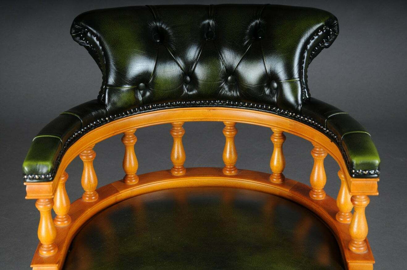 20th Century Captain Chair English Armchair Leather photo for sale
