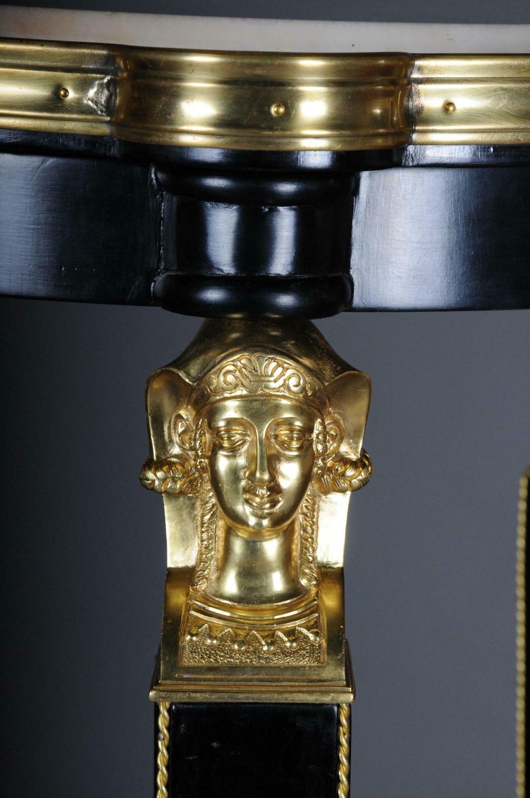 Classic Ebonised Karyadite Pillar / Pedestal In Empire Style photo for sale