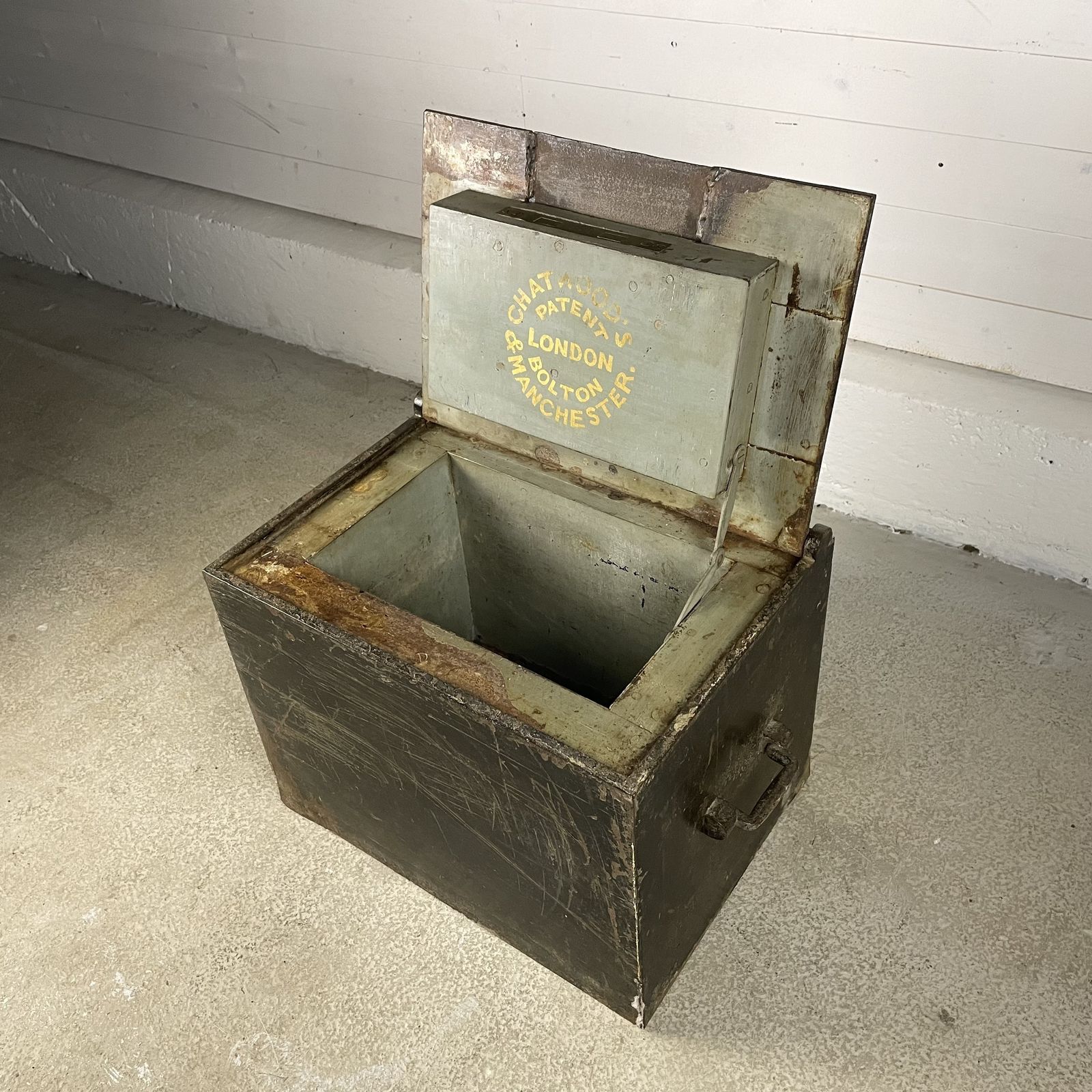 Antique Iron Strong Box With Handles And Key photo furniture