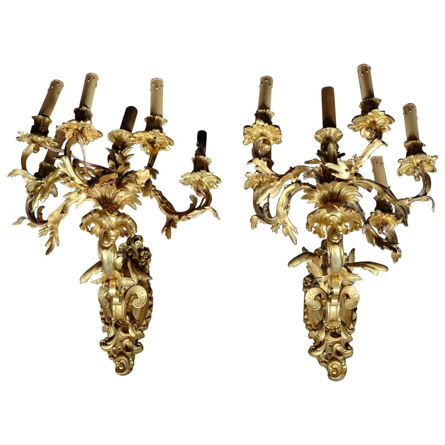 19th Century Napoleon III Rococo Pair Of Monumental Wall Appliques