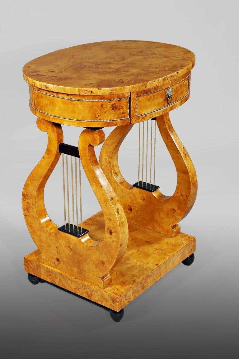 Furniture Beautiful Lyre Sewing Table In Viennese Biedermeier Style photo