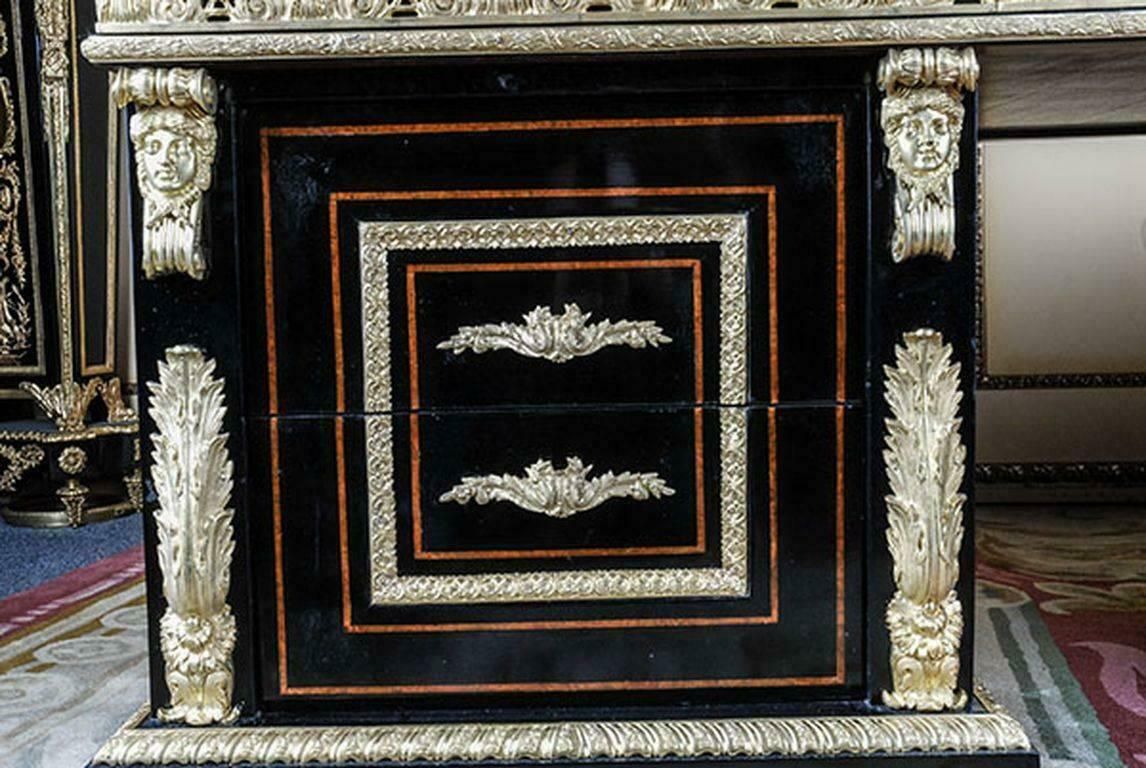 20th Century Louis XIV Style French Piano Black Writing Table photo Furniture