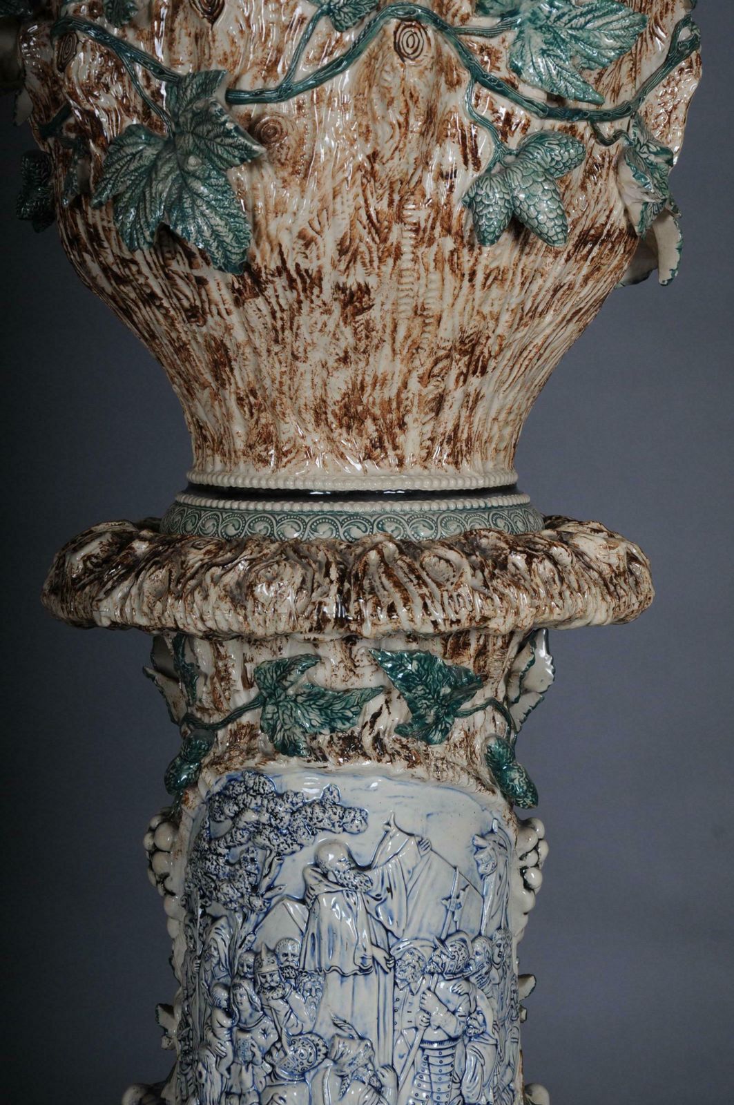 Plant Pot Pillar Majolica Austria Vine Leaves Ceramics From 1885 photo buy