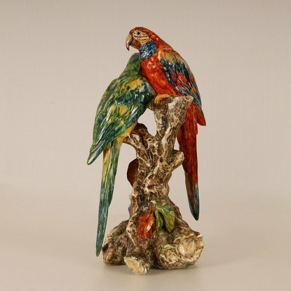 Italian Ceramic Parrots By Guido Cacciapuoti, Italy, 1930s photo vinterior