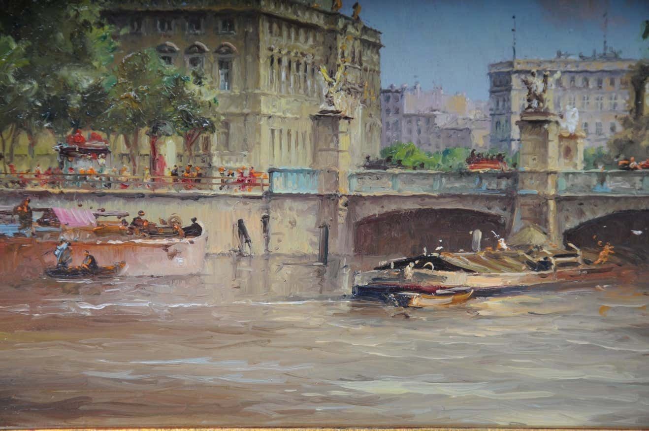 Oil Painting Berlin Schlossbrücke Sign, Heinz Scholtz, 20th Century photo for sale