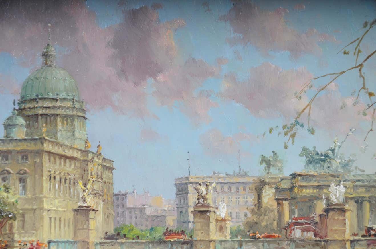 Oil Painting Berlin Schlossbrücke Sign, Heinz Scholtz, 20th Century photo buy