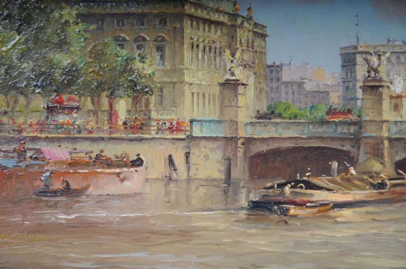 photo furniture Oil Painting Berlin Schlossbrücke Sign, Heinz Scholtz, 20th Century