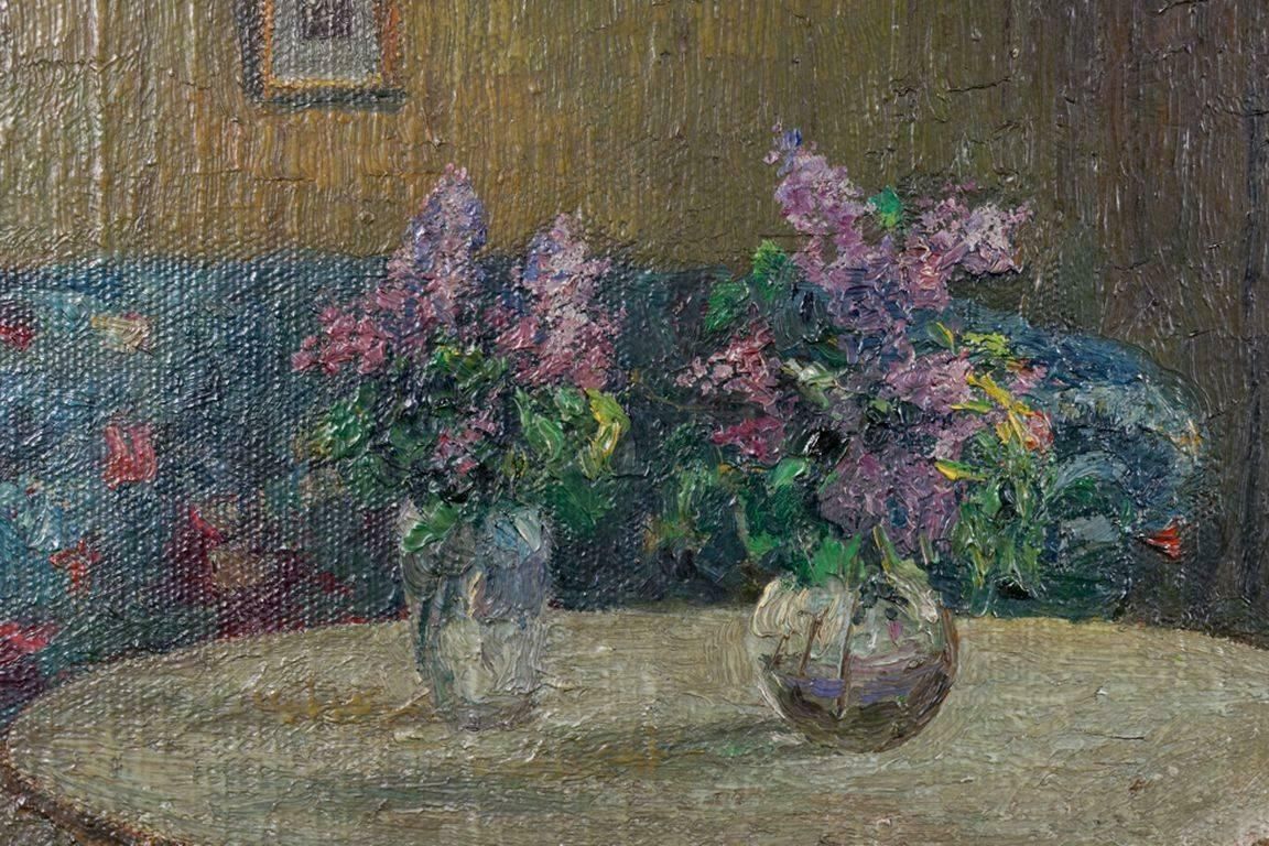 20th Century, Oil Painting Interior Biedermeier Room photo furniture