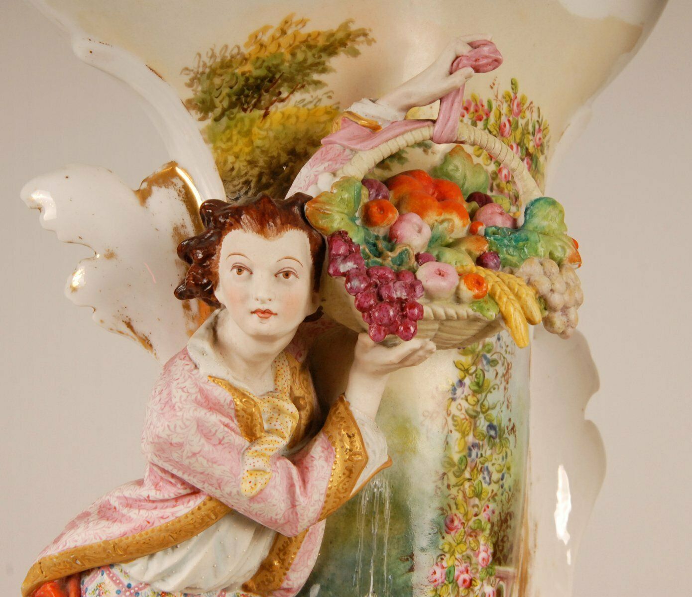 19th Century French Hand Crafted And Hand Painted Porcelain Belle Epoque Vases, Set Of 2 photo vinterior