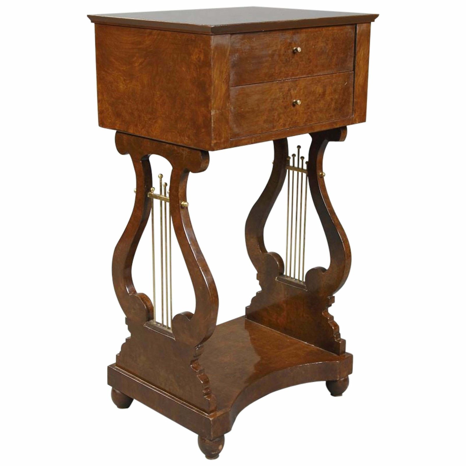 20th Century Decorative Lyre Sewing Table / Side Table In Biedermeier Style