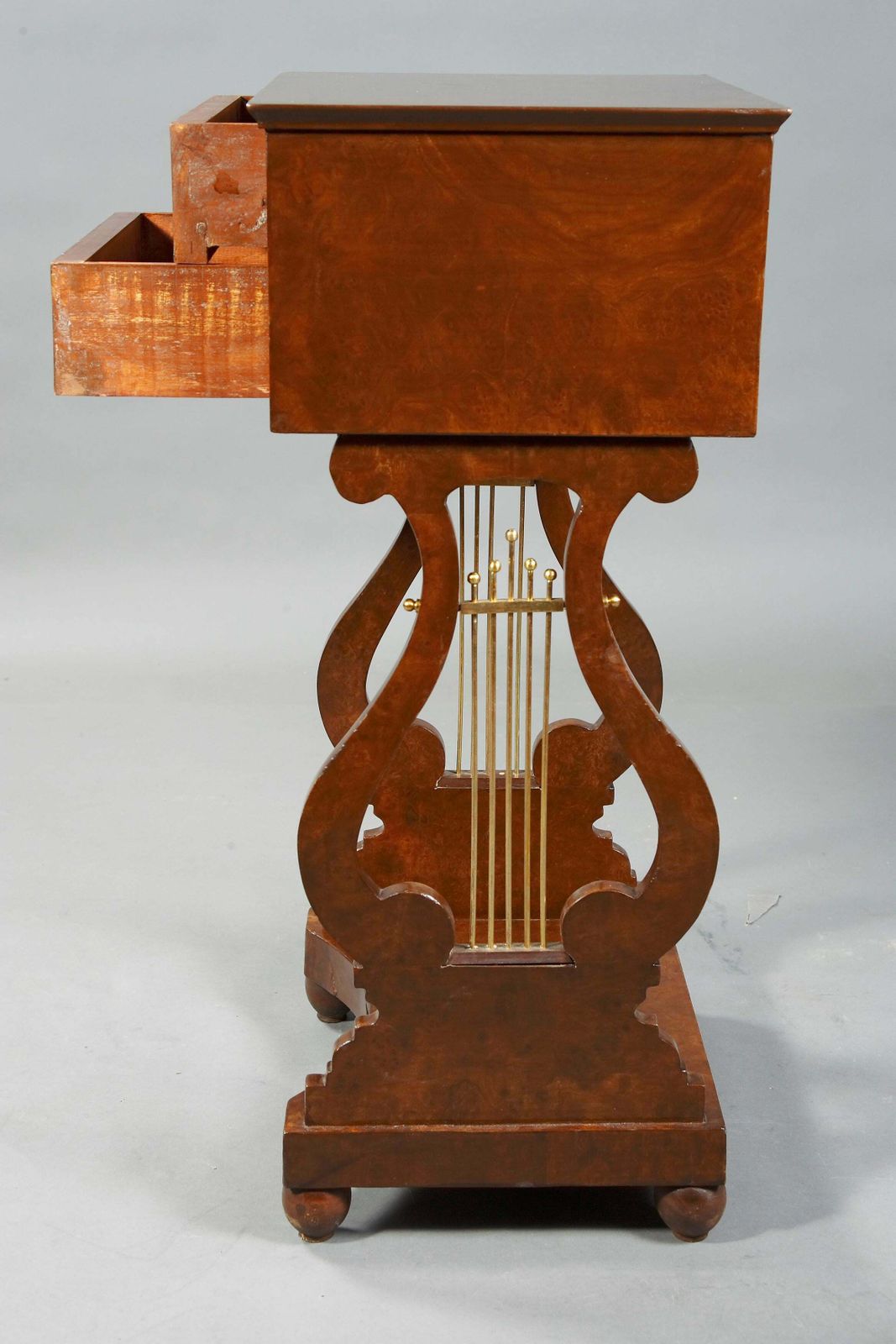 20th Century Decorative Lyre Sewing Table / Side Table In Biedermeier Style photo furniture