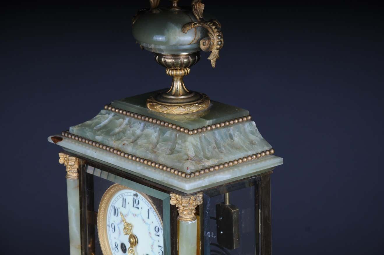 19th Century French Fireplace Clock Onyx 1889 L.Marti Et Cie Napoleon III photo vintage