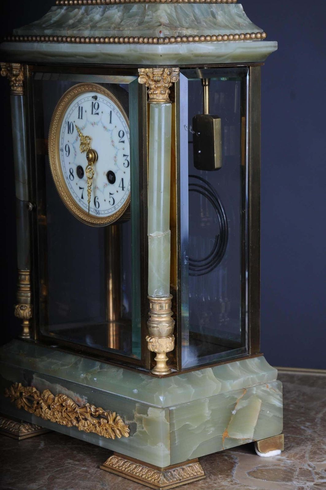 photo for sale 19th Century French Fireplace Clock Onyx 1889 L.Marti Et Cie Napoleon III