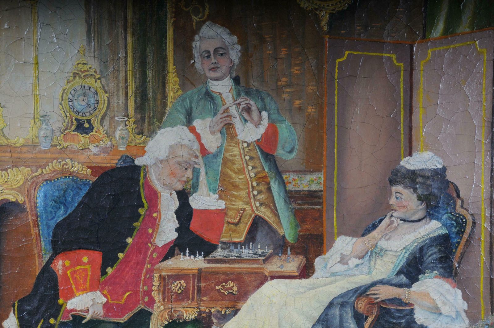 Large Oil On Canvas Rococo Painting, Circa 1900 photo furniture