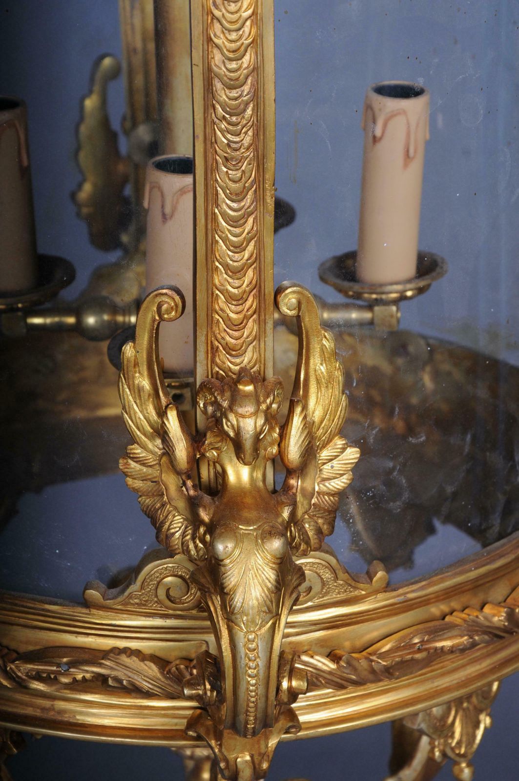 photo vinterior French Fire Bronze Brass Lantern Chandelier Louis XVI Shape