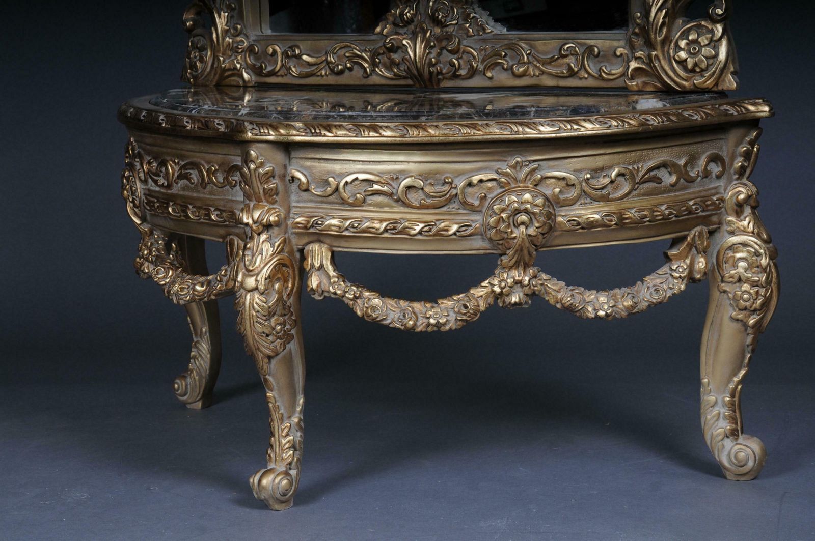 Home Decor 20th Century Beautiful Console Mirror Floor Mirror In The Louis XV Gilt photo