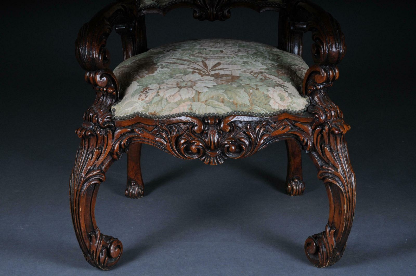 20th Century Venetian Rococo Throne Armchair / Chair Walnut photo Furniture