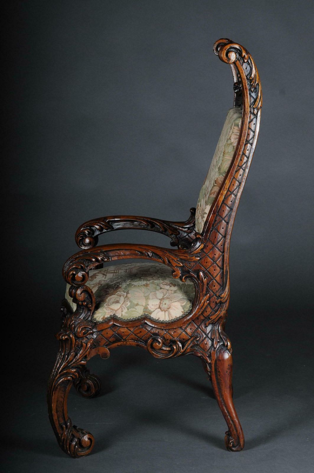 photo for sale 20th Century Venetian Rococo Throne Armchair / Chair Walnut